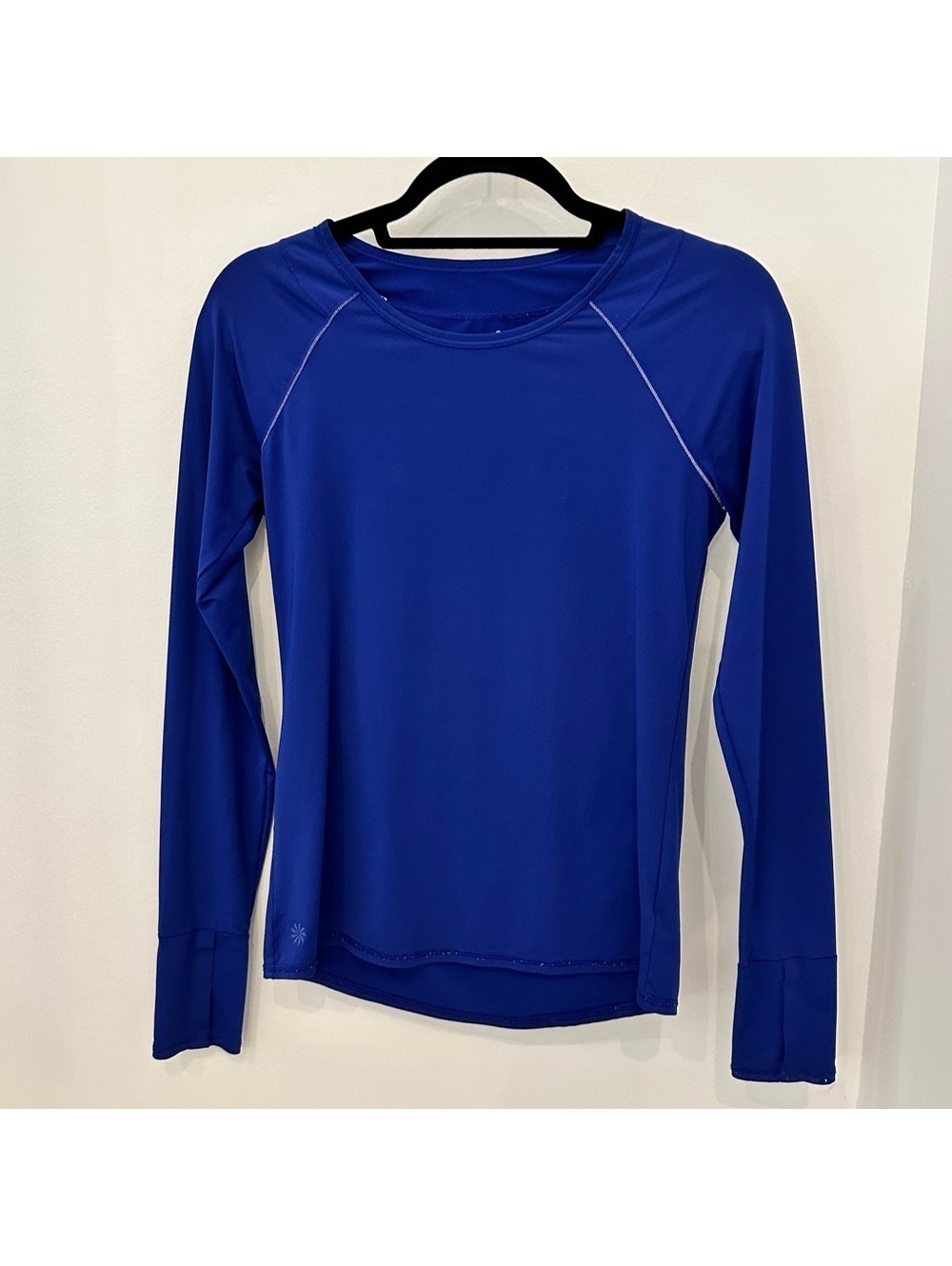 Athleta Blue Reflective Long Sleeve Running Top XS